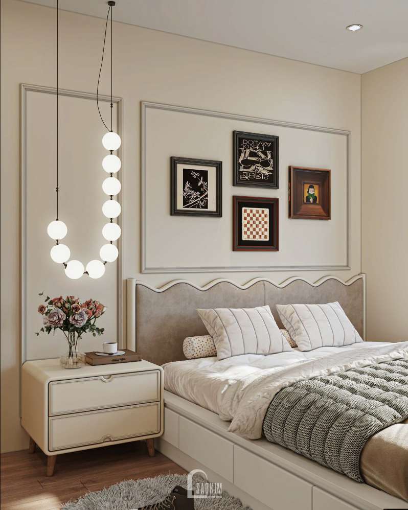 Thiết kế nội thất không gian phòng ngủ master phong cách Parisian mix Modern dự án The Prime Thái Nguyên
